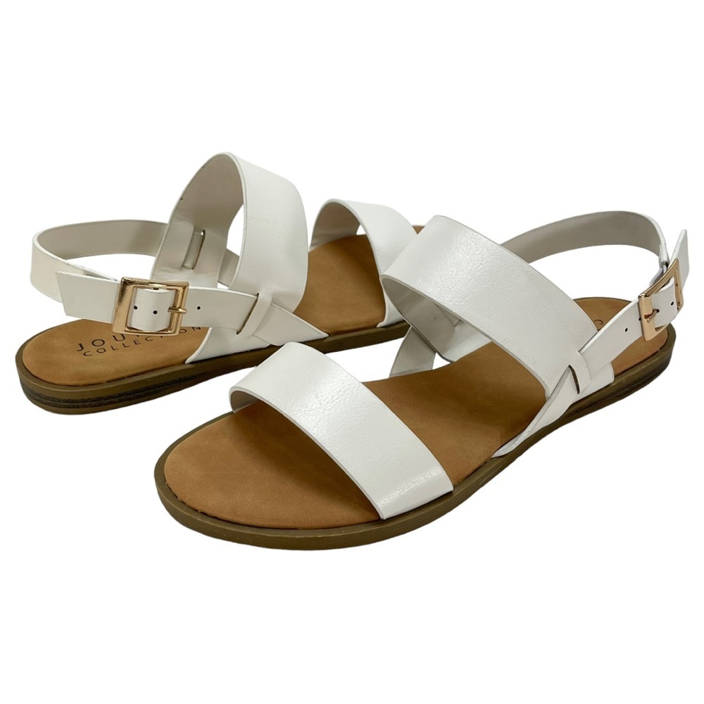 Journee Collection Lavine White Faux Leather Womens Slingback Sandals Size 7W - Picture 13 of 14